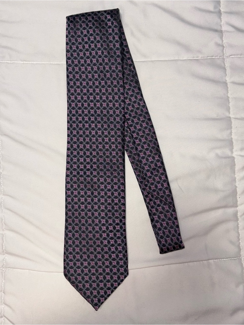 Canali Tie Mens OS Geometric Silk Made in Italy Micro Pattern
